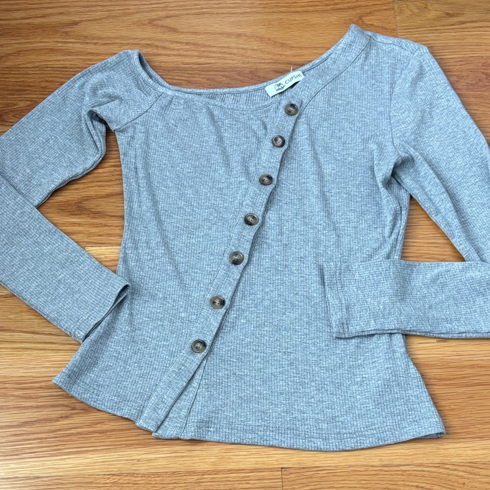 Cupshe Gray Ribbed Top